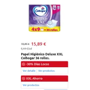 Papel Higiénico Colhogar XXL Deluxe 36 Rollos - Cupon 4,78