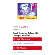 Papel Higiénico Colhogar XXL Deluxe 36 Rollos - Cupon 4,78
