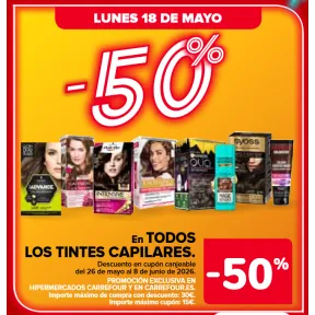 Tintes Capilares: 50% y segunda unidad al 70% el 18 de mayo
