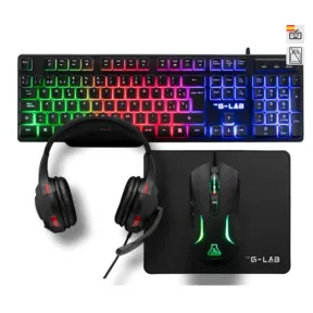 Combo Gaming 4 en 1: Teclado, Ratón, Auriculares RGB
