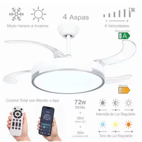 Ventilador DC con LED 36w, modelo desplegable de techo