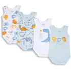 Conjunto 4 Bodies Algodón 100% para Bebés Sin Mangas