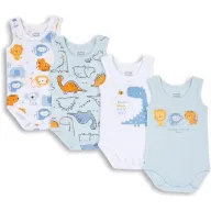 Conjunto 4 Bodies Algodón 100% para Bebés Sin Mangas