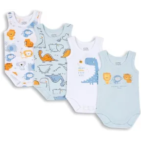 Conjunto 4 Bodies Algodón 100% para Bebés Sin Mangas