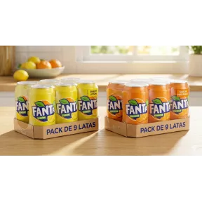 Fanta Naranja y Limón - Pack 9 Latas 330 ml Bajo en Calorías