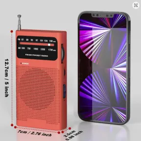 Mini radio portátil AM FM vintage de batería AA