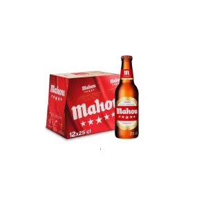 Mahou 5 Estrellas, Cerveza Dorada Lager 12 Botellas 25 cl