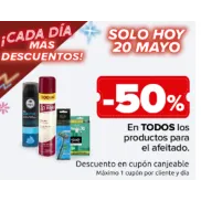 Hoy: 50% en cupón y 70% en segunda unidad de afeitado