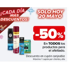 Hoy: 50% en cupón y 70% en segunda unidad de afeitado