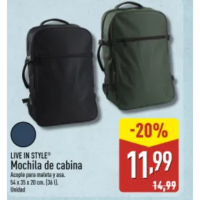Mochila de cabina 36l en Aldi desde el 20 de mayo