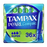 Tampax Pearl Compak Super: 36 Tampones con Aplicador Suave