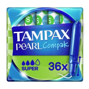 Tampax Pearl Compak Super: 36 Tampones con Aplicador Suave