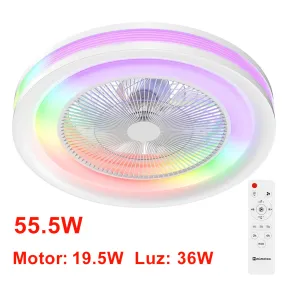 Ventilador Blanco OstarkDom LED RGBIC+CCT, 500 mm, Motor DC