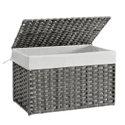 Cesta de Ropa Sucia de Ratán Sintético 105L - Gris