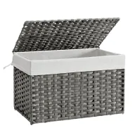 Cesta de Ropa Sucia de Ratán Sintético 105L - Gris