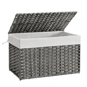 Cesta de Ropa Sucia de Ratán Sintético 105L - Gris