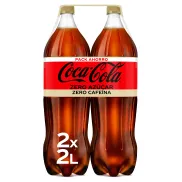 Pack 2 Botellas 2L Coca-Cola Zero Azúcar y Cafeína