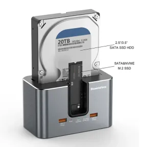 Doble Bahía Dock USB-C para HDD/SSD 2,5” y 3,5” con Clonación