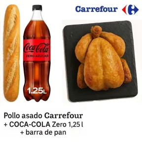 Barra de pan, Pollo Asado y Coca Cola