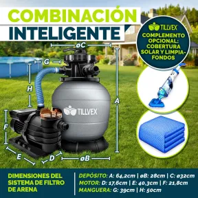 Filtración Eficiente: Depuradora 10 m³/h y 800g de Filtro