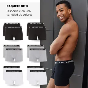 12 Boxers Antonio Rossi para hombre en tallas S a XXXXXL