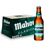 Cerveza Dorada Lager Mahou Clásica, Pack 24 Botellas 25cl