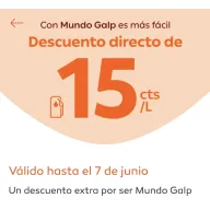 Descuento de 15 céntimos por litro en combustibles GALP