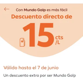 Descuento de 15 céntimos por litro en combustibles GALP