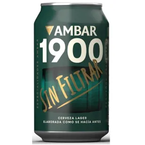 Pack de 24 latas de Ambar 1900 Sin Filtrar 33 cl