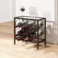 Botellero Negro para 10 Botellas con Encimera de Vidrio