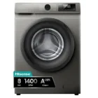 Lavadora Hisense 8 kg, Carga Frontal, 1400 rpm, Gris, A+