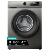 Lavadora Hisense 8 kg, Carga Frontal, 1400 rpm, Gris, A+