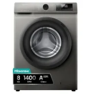 Lavadora Hisense 8 kg, Carga Frontal, 1400 rpm, Gris, A+