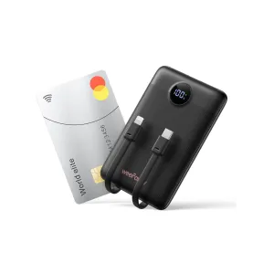 Mini Power Bank 10000mAh con 2 Cables USB C Integrados