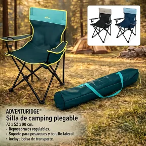 Silla Plegable de Camping ADVENTURIDGE con Bolsa de Transporte