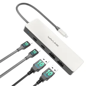 Concentrador USB-C WAVLINK de 10 Gbps con 4 puertos