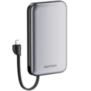 Powerbank 10000mAh Vention 20W con Cables USB-C y Lightning