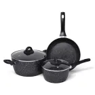 Batería de cocina de aluminio fundido, efecto mármol antiadherente.