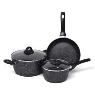 Batería de cocina de aluminio fundido, efecto mármol antiadherente.
