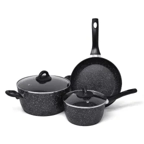 Batería de cocina de aluminio fundido, efecto mármol antiadherente.
