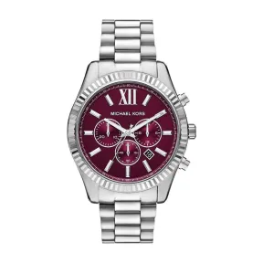 Reloj Michael Kors Lexington Hombre 44mm Acero y Esfera Roja