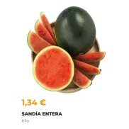 Sandía Negra entera de España a 1,34€ por Kilo
