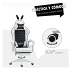 Silla Gaming Giratoria Vinsetto Blanca Negra con Ajuste de Altura