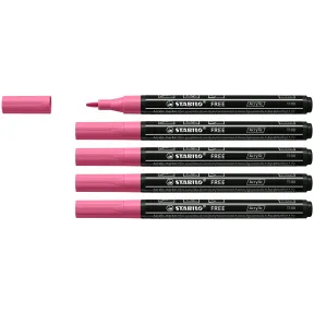 Marcador STABILO FREE Acrylic T100 - Rosa - 5 unidades 1-2 mm