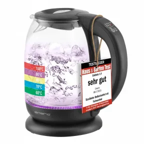 Hervidor Eléctrico de Cristal Emerio 1.7L, 2200W, Inoxidable