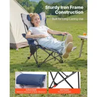 Silla Reclinable Extragrande de Camping con Reposapiés