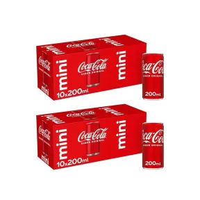 Pack de 10 Mini Latas de Coca-Cola Sabor Original, 200 ml
