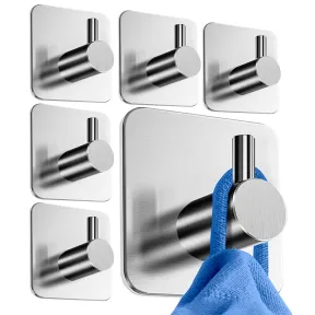 Ganchos Adhesivos de Acero Inoxidable para Pared - 6 unidades