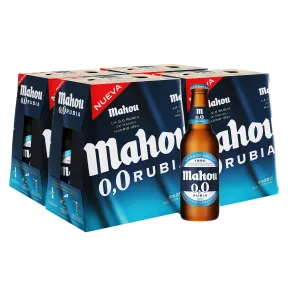 Cerveza Dorada Sin Alcohol Mahou 0,0 Rubia, Pack 24 botellas