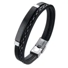Pulsera de cuero y acero inoxidable para hombre, personalizable
